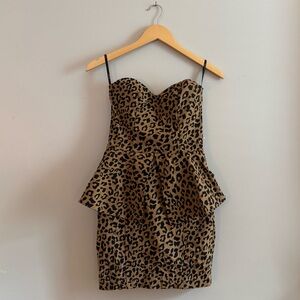 ASOS Leopard Sheath Dress Sweetheart Neckline
